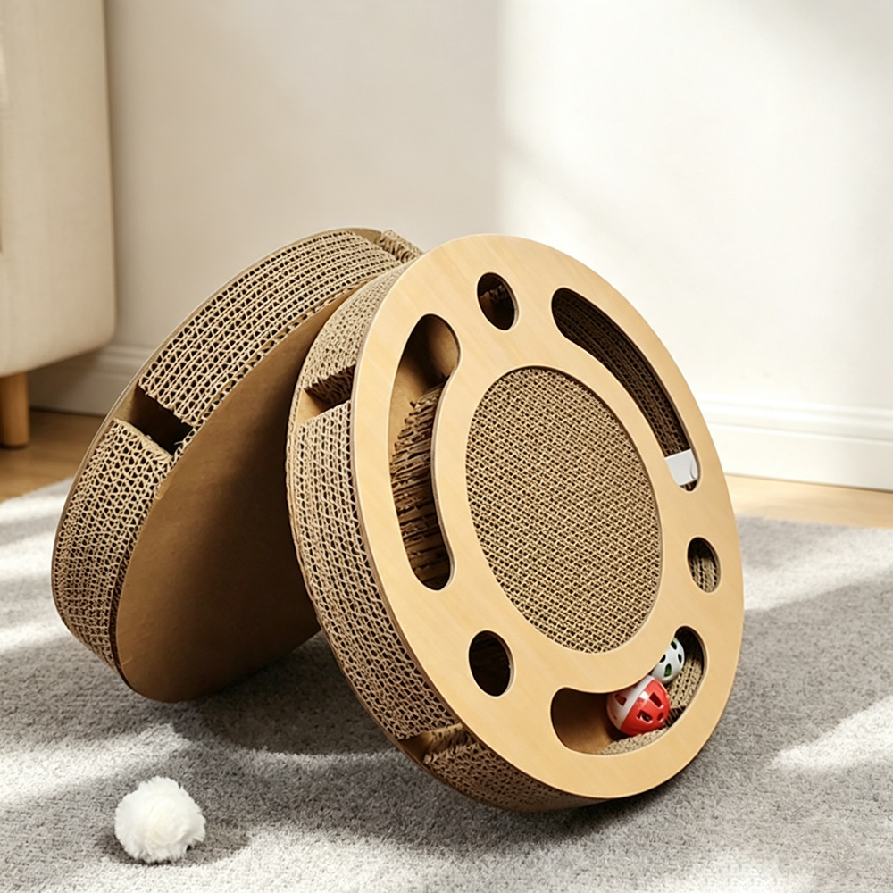 Track Ball Round Cat Scratcher Board